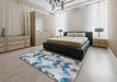 Patterned Blue Novelty Rug in a Bedroom, pat3115