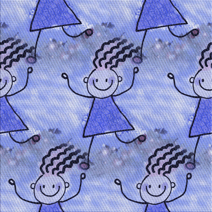 Round Patterned Jeans Blue Rug, pat3116blu