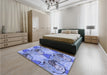 Patterned Jeans Blue Rug in a Bedroom, pat3116blu