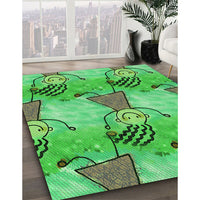 Patterned Dark Lime Green Rug, pat3116grn