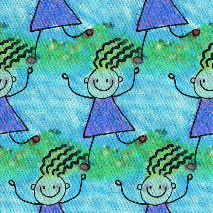 Round Patterned Turquoise Green Rug, pat3116lblu