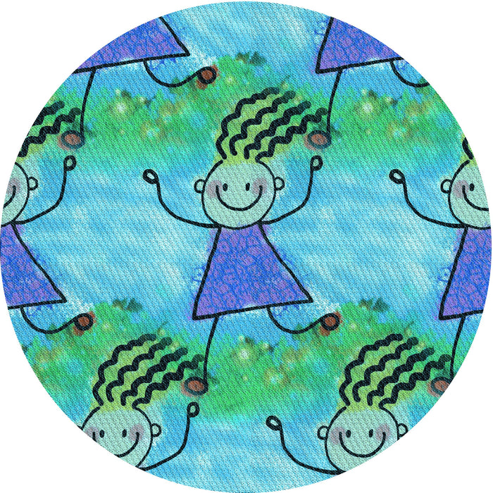 Square Patterned Turquoise Green Rug, pat3116lblu