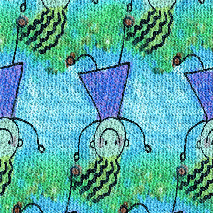 Patterned Turquoise Green Rug, pat3116lblu