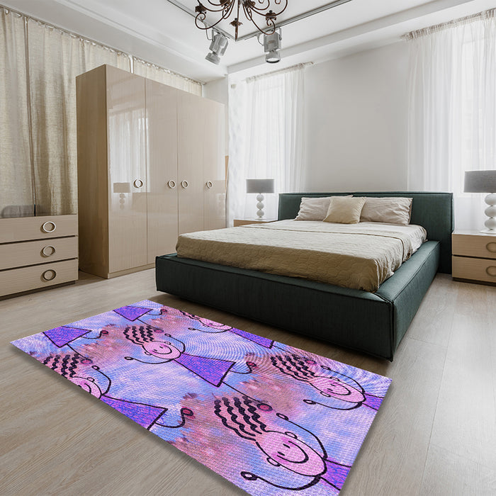 Round Machine Washable Transitional Dark Orchid Purple Rug in a Office, wshpat3116pur