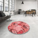 Round Patterned Light Coral Pink Rug in a Office, pat3116rd