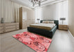 Patterned Light Coral Pink Rug in a Bedroom, pat3116rd