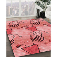 Patterned Light Coral Pink Rug, pat3116rd