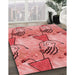 Patterned Light Coral Pink Rug in Family Room, pat3116rd