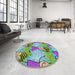 Round Patterned Purple Novelty Rug in a Office, pat3116