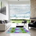 Square Patterned Purple Novelty Rug in a Living Room, pat3116