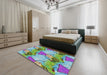 Patterned Purple Novelty Rug in a Bedroom, pat3116