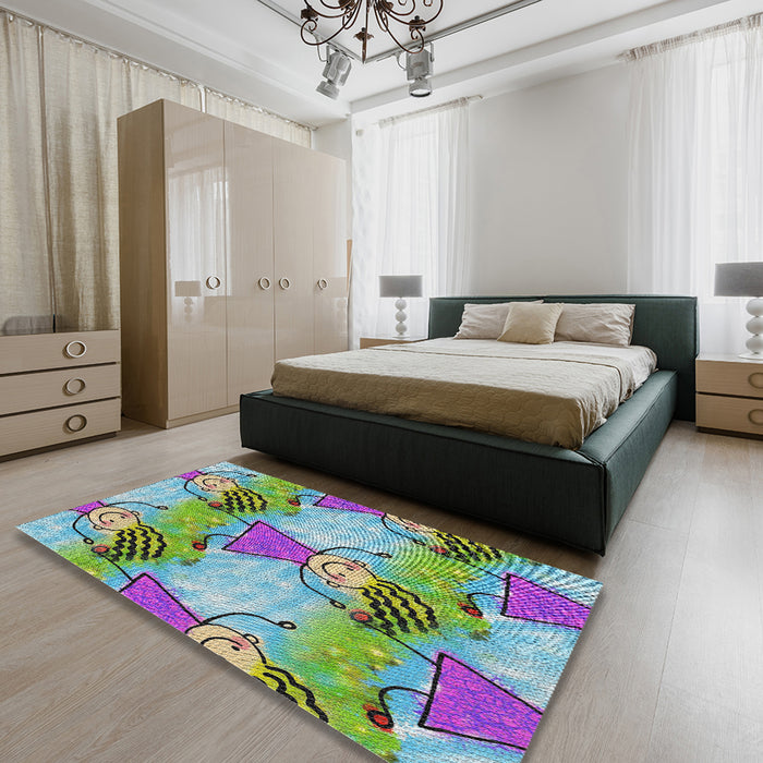 Patterned Purple Novelty Rug in a Bedroom, pat3116