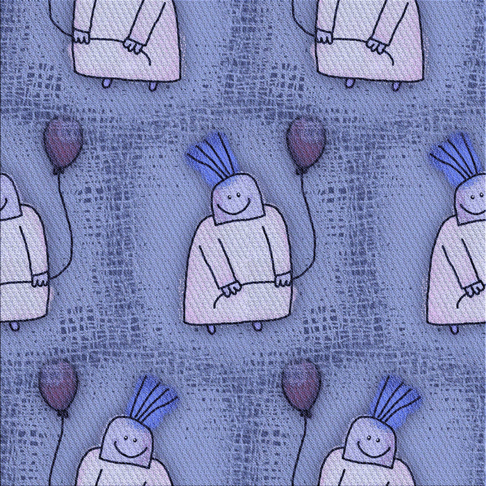 Round Patterned Denim Blue Rug, pat3117blu