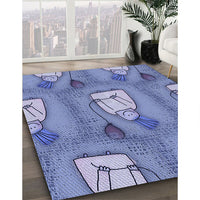 Patterned Denim Blue Rug, pat3117blu