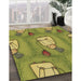 Machine Washable Transitional Olive Green Rug in a Family Room, wshpat3117brn