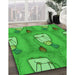 Patterned Neon Green Rug in Family Room, pat3117grn