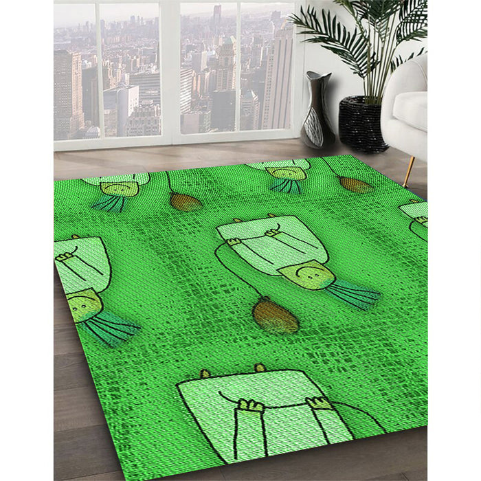 Machine Washable Transitional Neon Green Rug in a Family Room, wshpat3117grn
