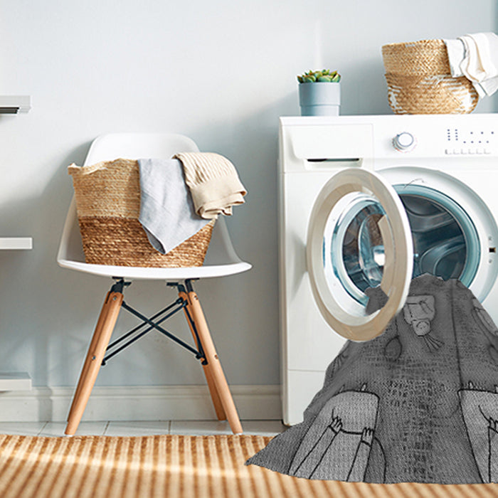 Machine Washable Transitional Gunmetal Gray Rug in a Washing Machine, wshpat3117gry