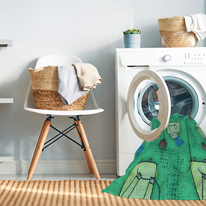 Machine Washable Transitional Lime Mint Green Rug in a Washing Machine, wshpat3117lblu