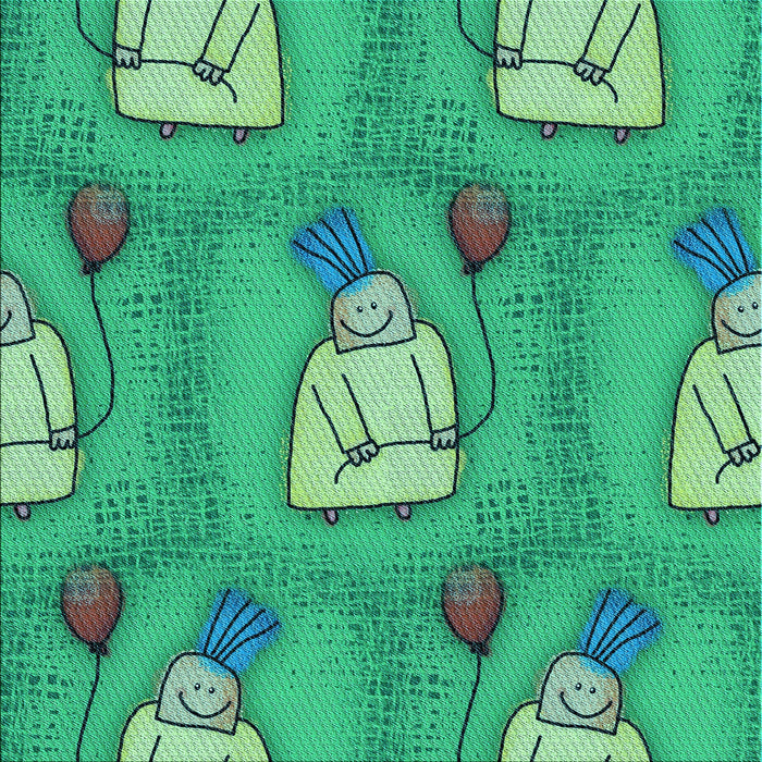 Round Patterned Lime Mint Green Rug, pat3117lblu