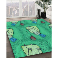 Patterned Lime Mint Green Rug, pat3117lblu