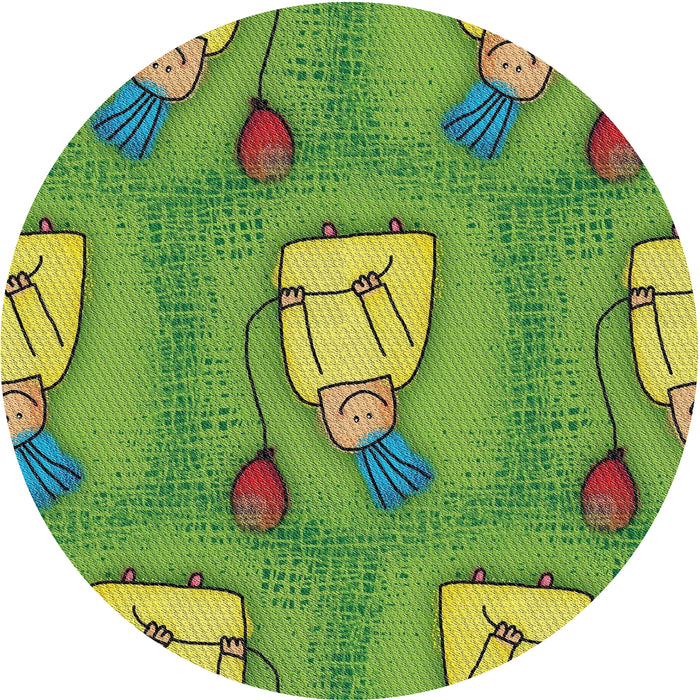 Sideview of Patterned Green Novelty Rug, pat3117