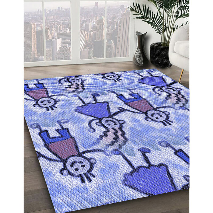 Patterned Royal Blue Rug in Family Room, pat3118blu