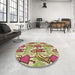 Round Patterned Sienna Brown Rug in a Office, pat3118brn