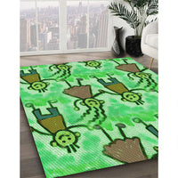 Patterned Dark Lime Green Rug, pat3118grn