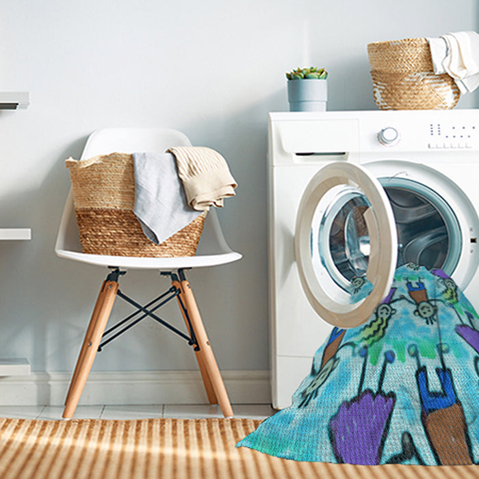 Machine Washable Transitional Steel Blue Rug in a Washing Machine, wshpat3118lblu