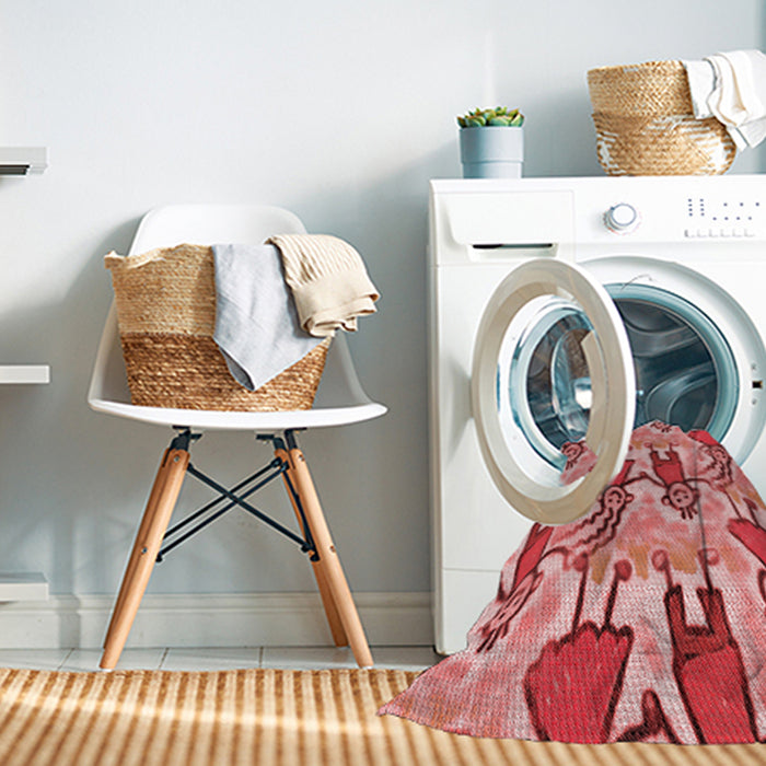 Machine Washable Transitional Pastel Pink Rug in a Washing Machine, wshpat3118rd