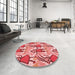 Round Patterned Pastel Pink Rug in a Office, pat3118rd
