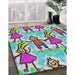 Patterned Tiffany Blue Novelty Rug in Family Room, pat3118