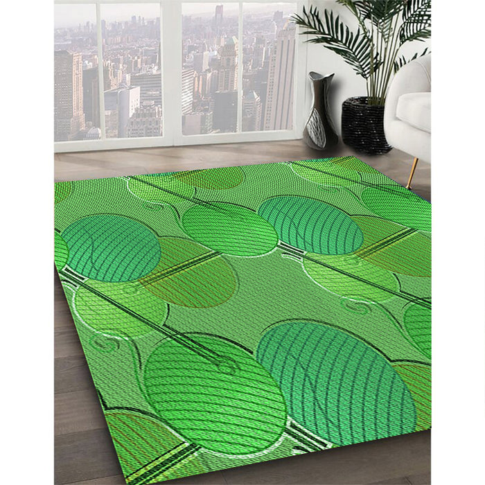 Patterned Neon Green Rug in Family Room, pat3119grn