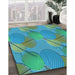 Machine Washable Transitional Dark Cyan Green Rug in a Family Room, wshpat3119lblu