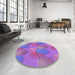 Round Patterned Purple Rug in a Office, pat3119pur