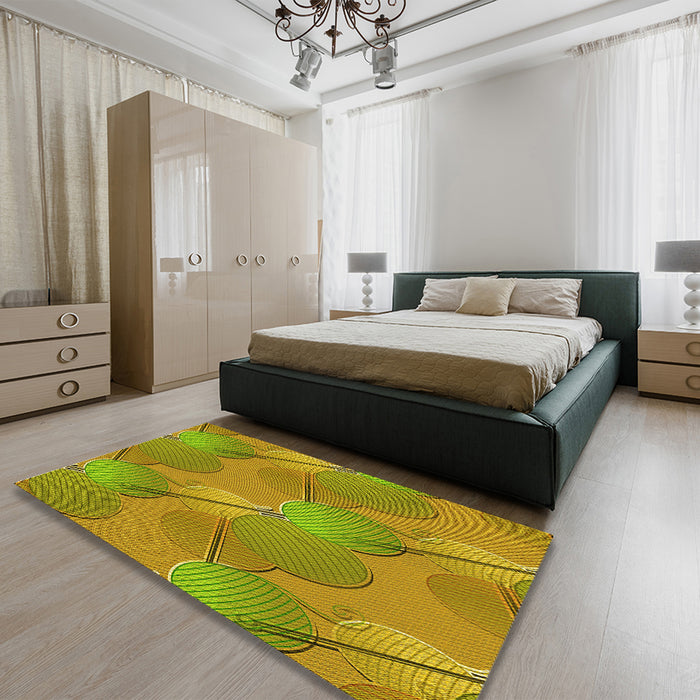 Patterned Brown Rug in a Bedroom, pat3119yw