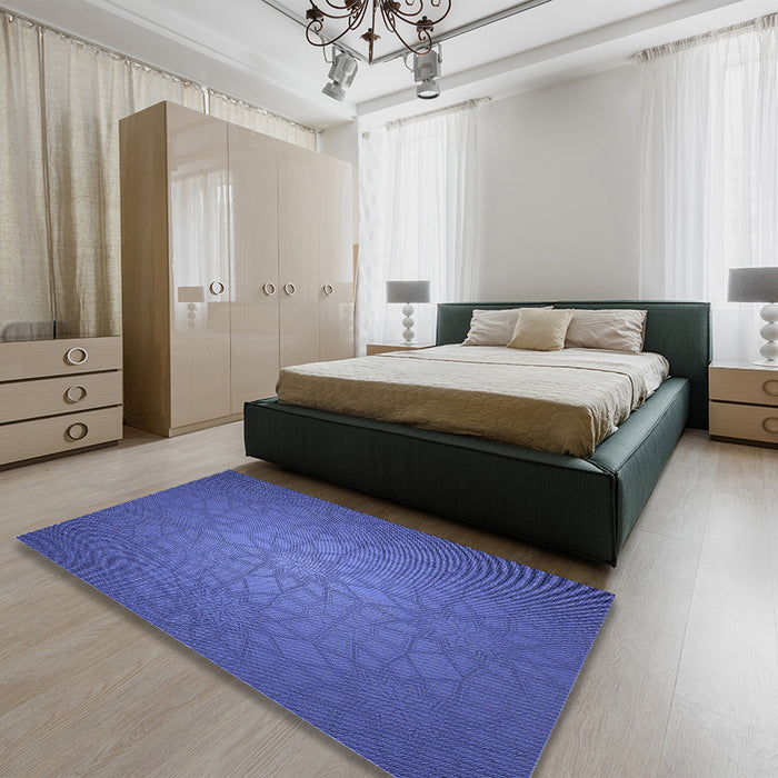 Patterned Light Slate Blue Rug in a Bedroom, pat312blu