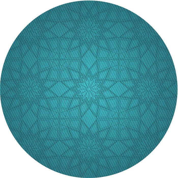Square Patterned Dark Cyan Green Rug, pat312lblu