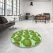 Round Patterned Green Rug in a Office, pat3120grn