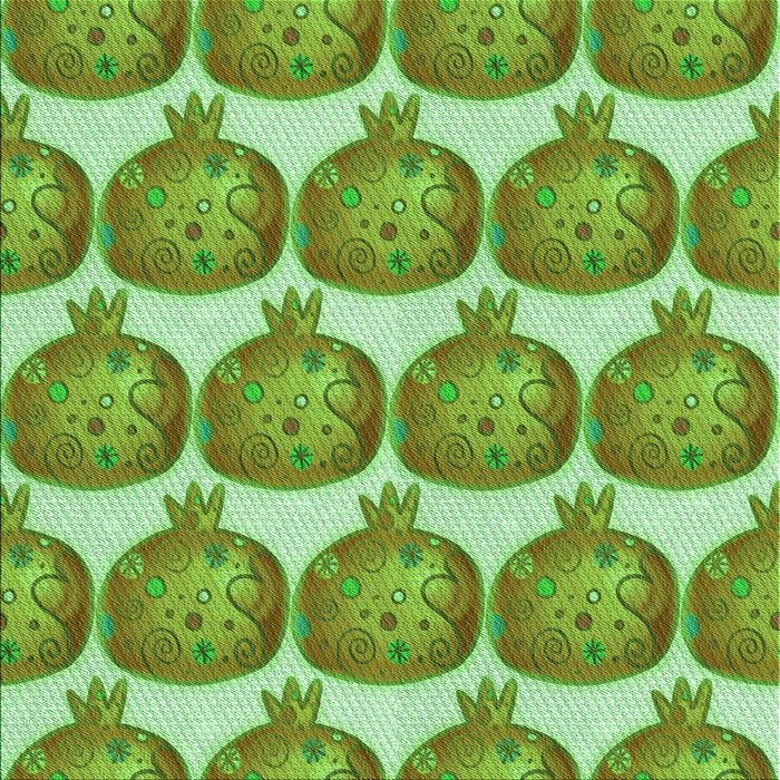 Round Patterned Green Rug, pat3120grn