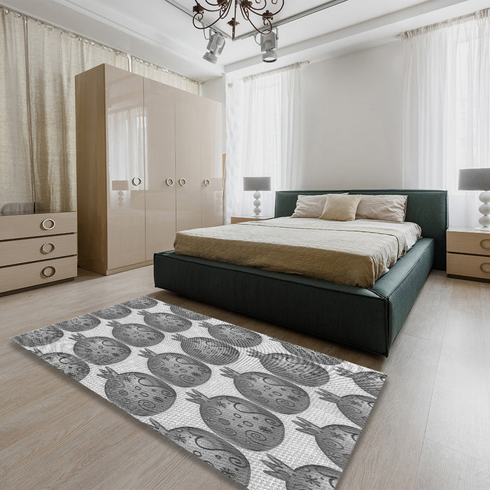 Patterned Silver Gray Rug in a Bedroom, pat3120gry