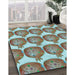 Patterned Tiffany Blue Rug in Family Room, pat3120lblu