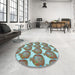 Round Patterned Tiffany Blue Rug in a Office, pat3120lblu