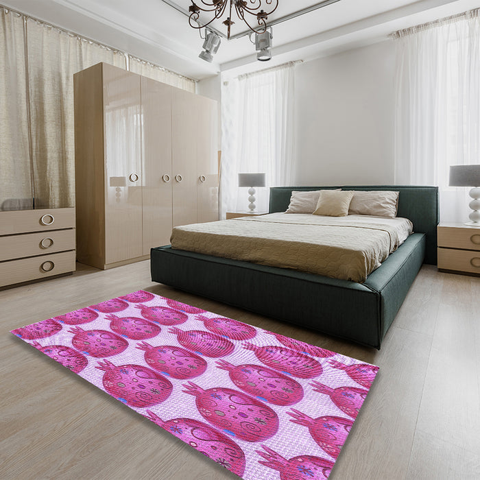 Patterned Violet Purple Rug in a Bedroom, pat3120pur