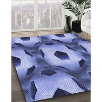 Patterned Denim Blue Rug, pat3121blu