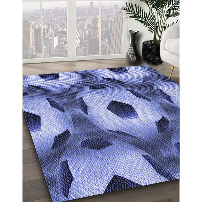 Patterned Denim Blue Rug in Family Room, pat3121blu
