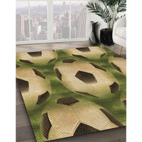 Patterned Metallic Gold Rug, pat3121brn