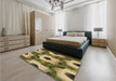 Patterned Metallic Gold Rug in a Bedroom, pat3121brn