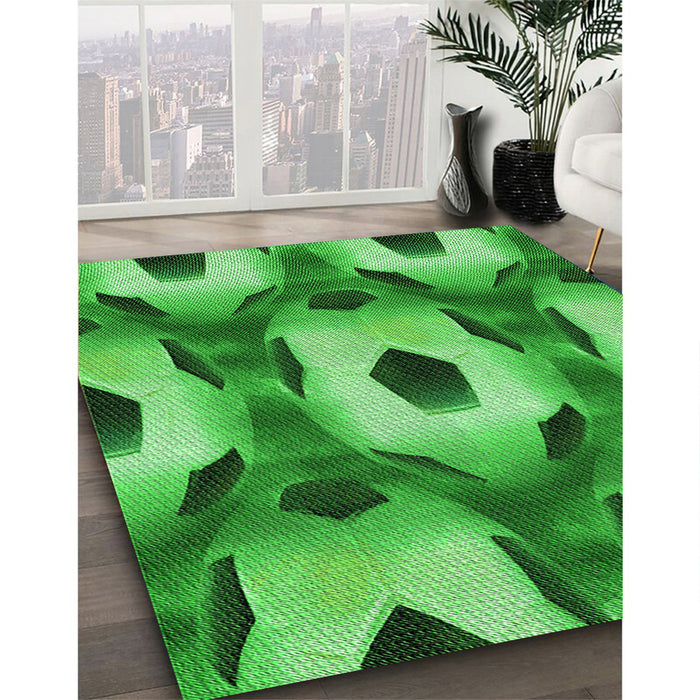 Patterned Green Rug in Family Room, pat3121grn